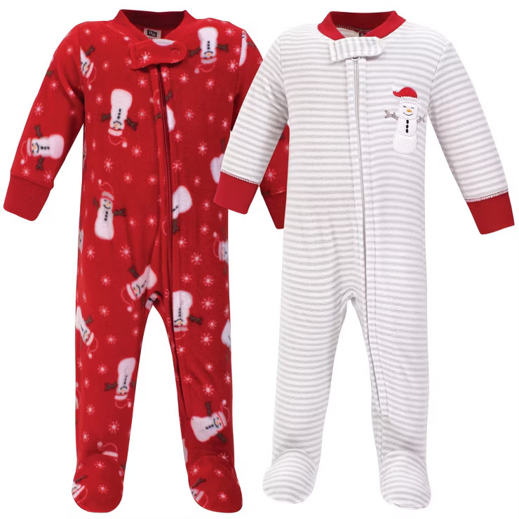 Hudson Baby Baby Fleece Zipper Sleep and Play 2pk, Santa Snowman | Target