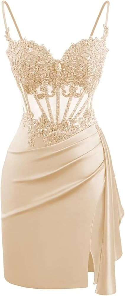 Women's Spaghetti Straps Sequin Homecoming Dresses for Teens Tight Sparkly Cocktail Party Gowns D... | Amazon (US)