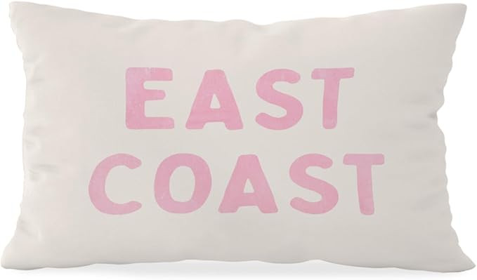 Pink Coastal Throw Pillow Cover 12x20, Preppy East Coast Coquette Pink Decor for Girls Room Colle... | Amazon (US)