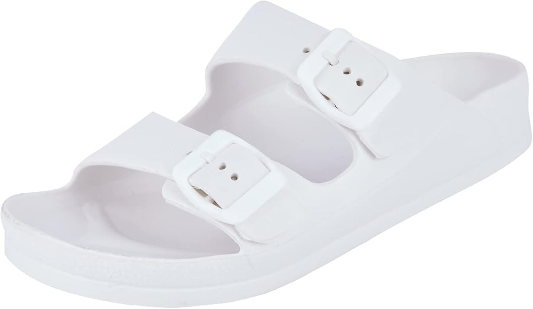 Women's Comfort Slides with Adjustable Double Buckle Flat Sandals | Amazon (CA)