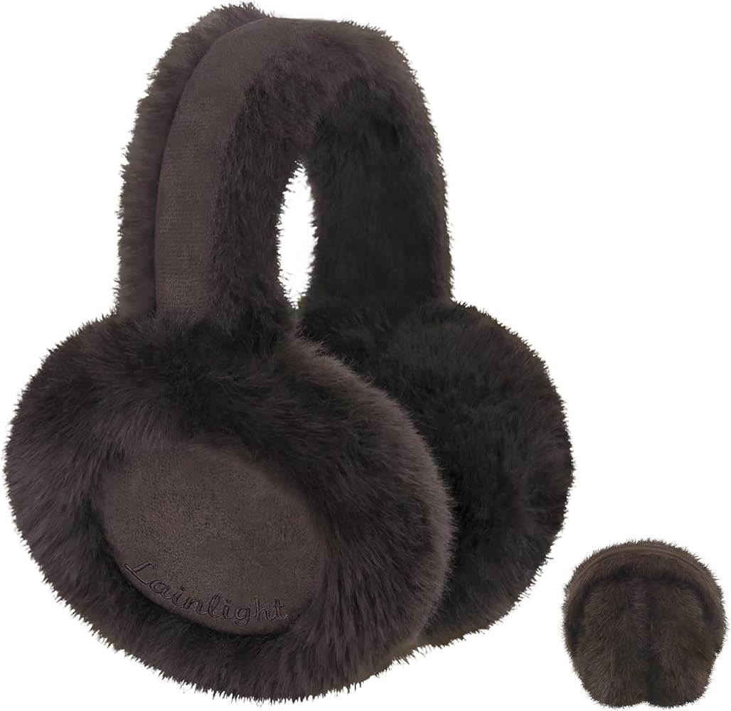 Ear Muffs for Winter Women Faux Fur Warm Earmuffs Foldable Cute Fuzzy Ear Warmers | Amazon (US)