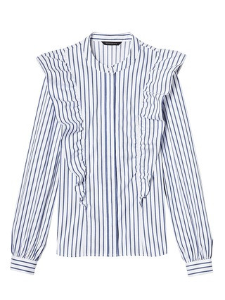 Riley-Fit Stripe Ruffle-Front Shirt | Banana Republic US