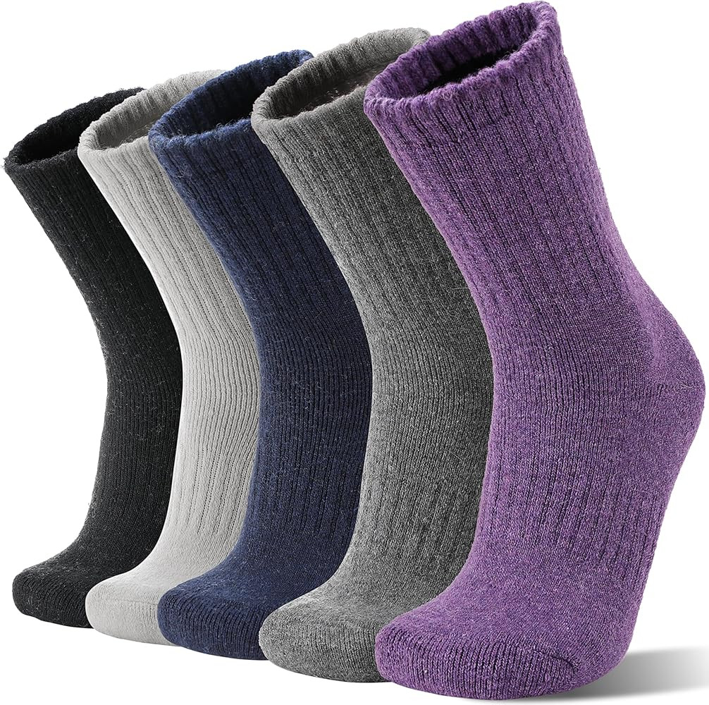 Sandsuced 5 Pack Merino Wool Boot Hiking Socks for Women Warm Winter Thick Thermal Cozy Work Soft... | Amazon (US)