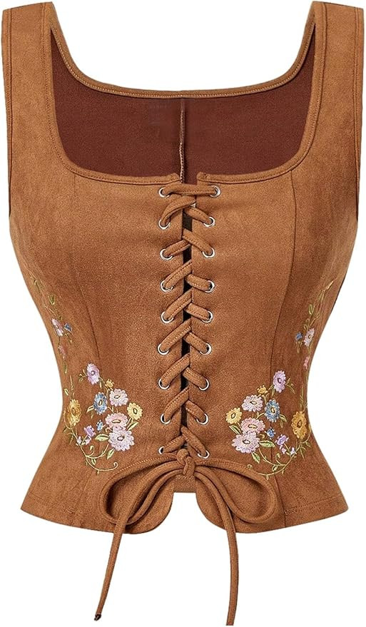 GORGLITTER Women's Sleeveless Western Cowgirl Rodeo Outfit Lace Up Vests Tops Business Casual Cou... | Amazon (US)