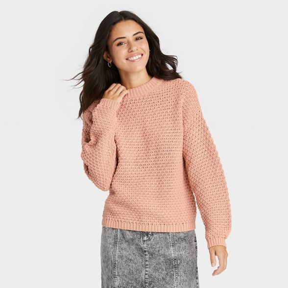 Women&#39;s Crewneck Pullover Sweater - Universal Thread&#8482; Blush Pink M | Target