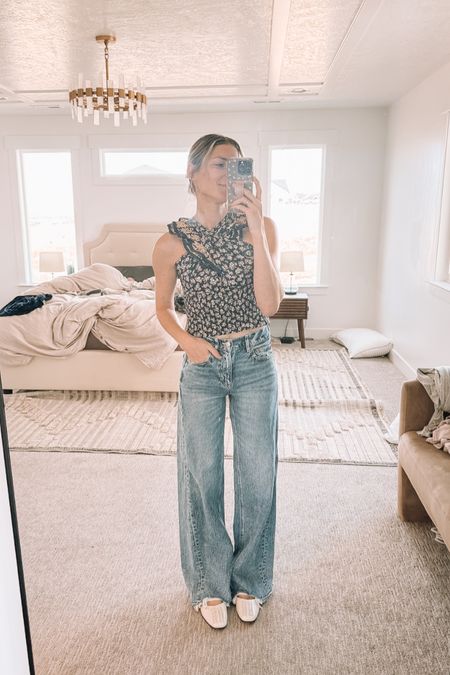 Comfortable and flattering jeans for $36 (wearing 00 long and I’m 5’8”, true to size but go down if you’re in between), the most beautiful Sezane top (size up, no stretch) and these new slip on free People slides are 👌🏼 (true to size)

#LTKstyletip #LTKSeasonal #LTKshoecrush