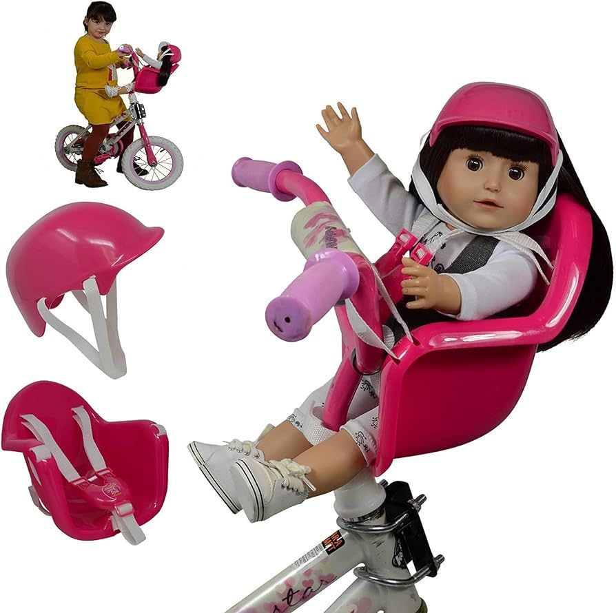 Doll Bike Seat Carrier for Baby Dolls and 18 Inch Dolls with Doll Helmet. No Tools Required Bicyc... | Amazon (US)