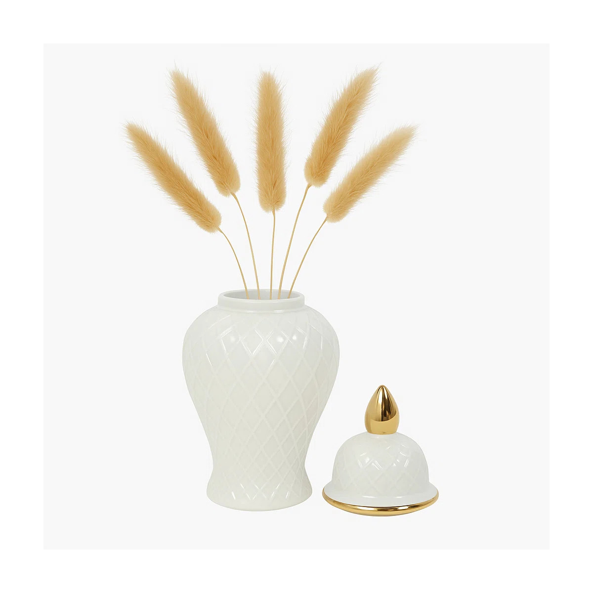 Ellport Stoneware Ceramic Decorative Lidded Jar with Textured Design and Elegant Detailing - 14",... | Wayfair North America