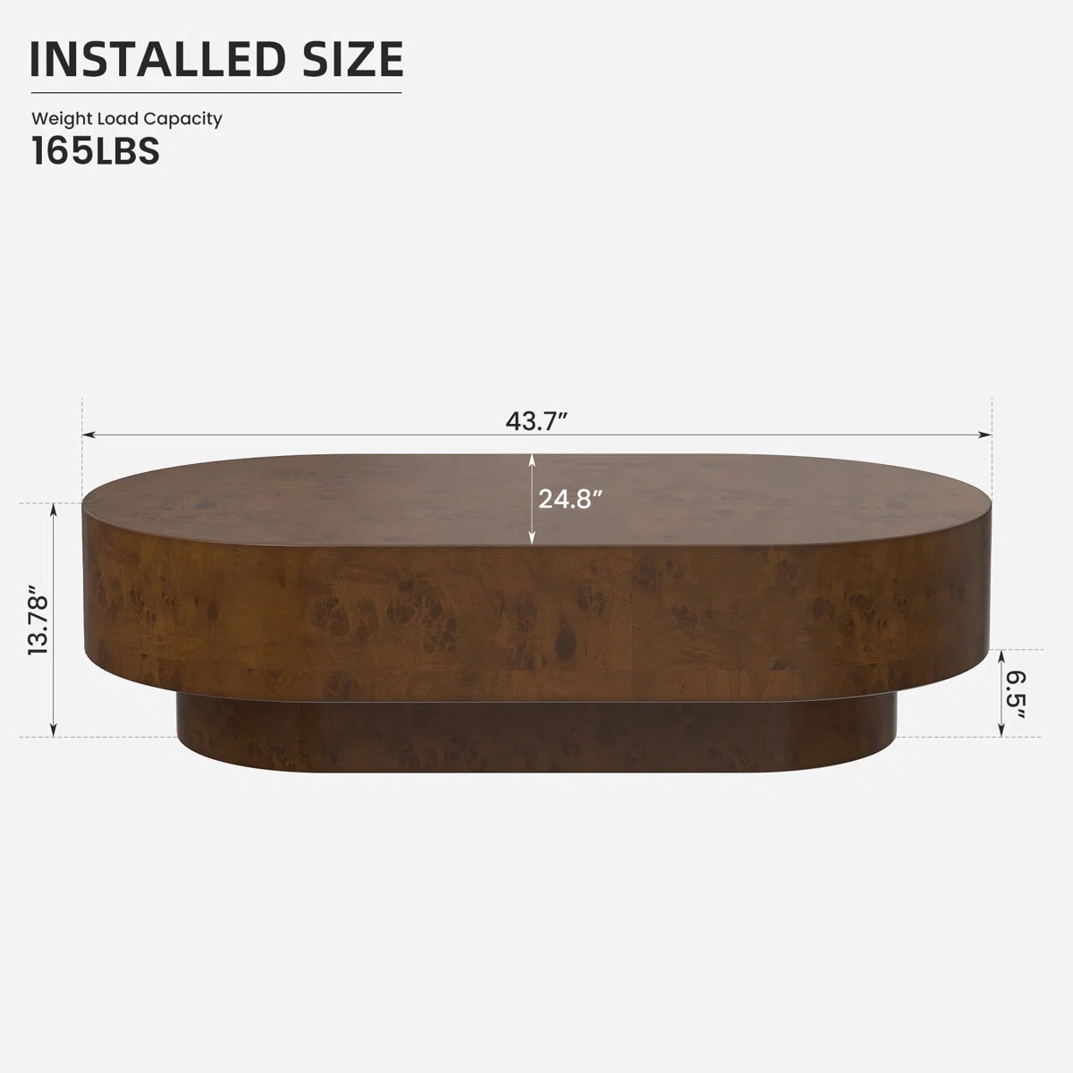 43.7'' Handcrafted Burl Wood Oval Coffee Table with Sturdy Pedestal, Mid-Century Modern Solid Woo... | Wayfair North America