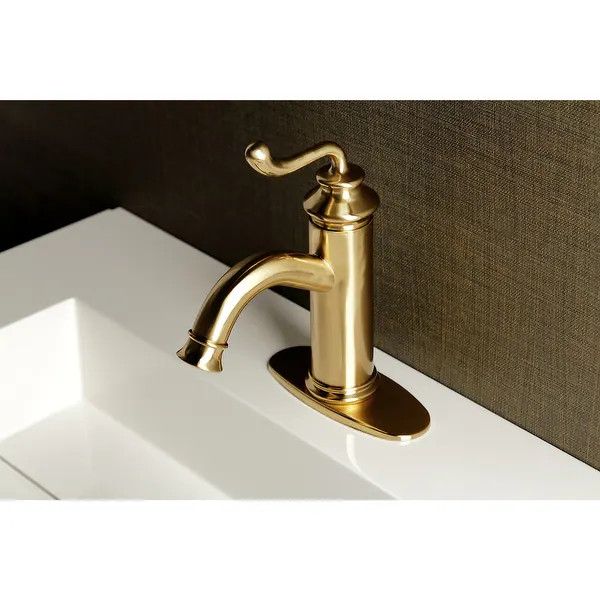 Royale Single-Handle 1-Hole Deck Mount Bathroom Faucet with Push Pop-Up - Brushed Brass | Bed Bath & Beyond