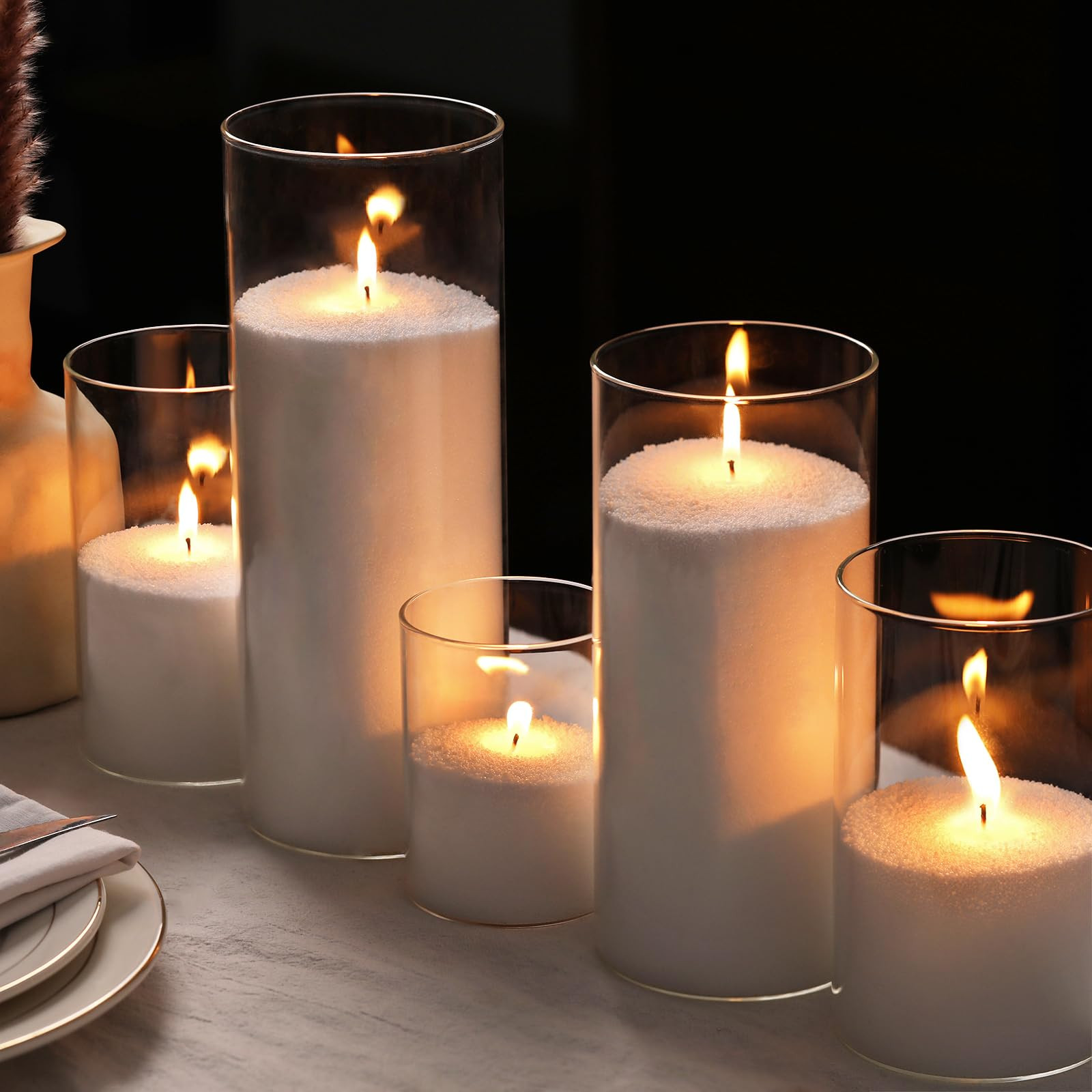 LAMORGIFT 8LB Candle Sand- White Candle Beads, Sand Wax for Wedding Decor, Pearled Candles with W... | Amazon (US)