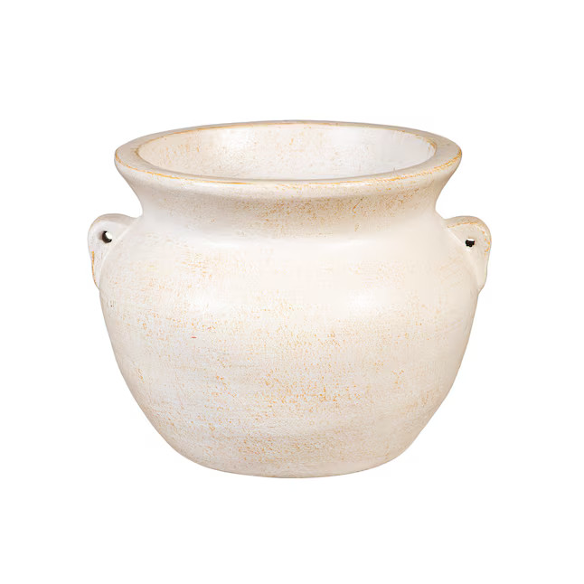 Style Selections Urn 21.0-Inches W Small White Clay Indoor/Outdoor Planter with Drainage Holes | Lowe's