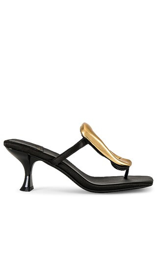 Linq-Up Mules in Black Satin Gold | Revolve Clothing (Global)