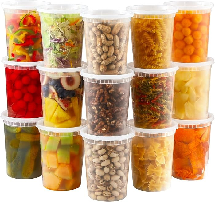 AOZITA 20 Sets 32 oz Plastic Deli Food Containers With Lids, Airtight Food Storage Containers, Fr... | Amazon (US)