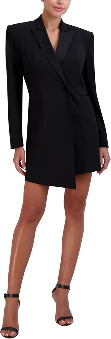 BCBGMAXAZRIA Women's Long Sleeve V Neck Single Breasted Mini Blazer Dress | Amazon (US)