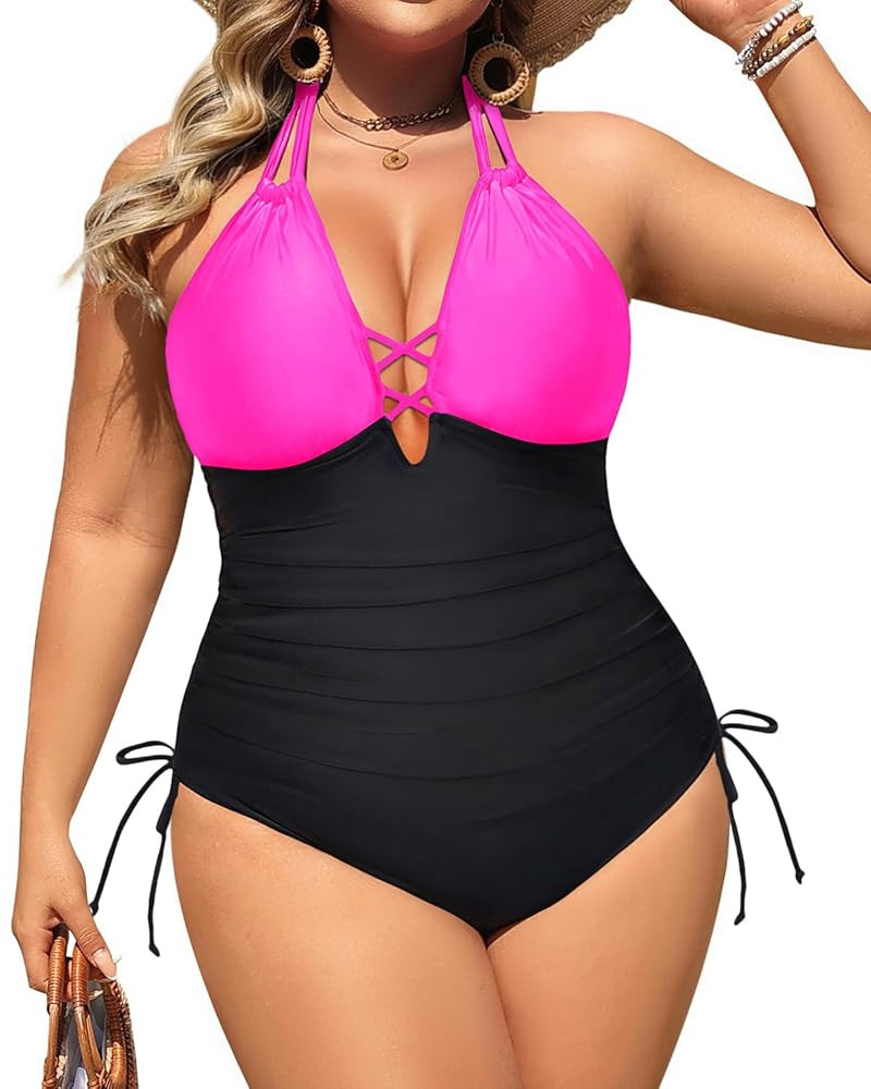 Aqua Eve Plus Size Swimsuits One Piece Bathing Suit for Women Tummy Control Sexy Halter Swimwear | Amazon (US)