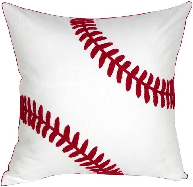 DECOPOW Embroidered Baseball Throw Pillow Covers,Square 18 inch Decorative Canvas Pillow Cover fo... | Amazon (US)