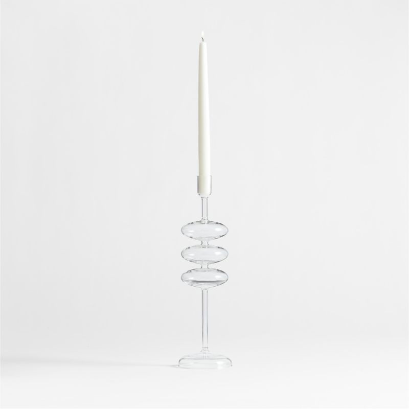 Venezia Large Clear Glass Taper Candle Holder + Reviews | Crate & Barrel | Crate & Barrel