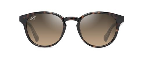 Maui Jim Men's & Women's Hiehie Polarized Round Sunglasses, Shiny Dark Havana W/Trans Yllw/Hcl® Bronze Polarized, Small | Amazon (US)