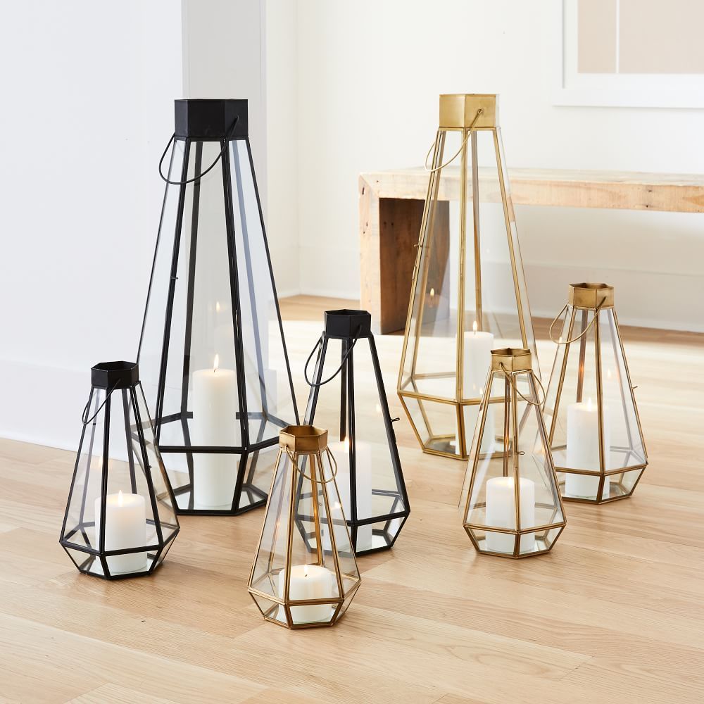 Faceted Glass &amp; Metal Lanterns | West Elm (US)