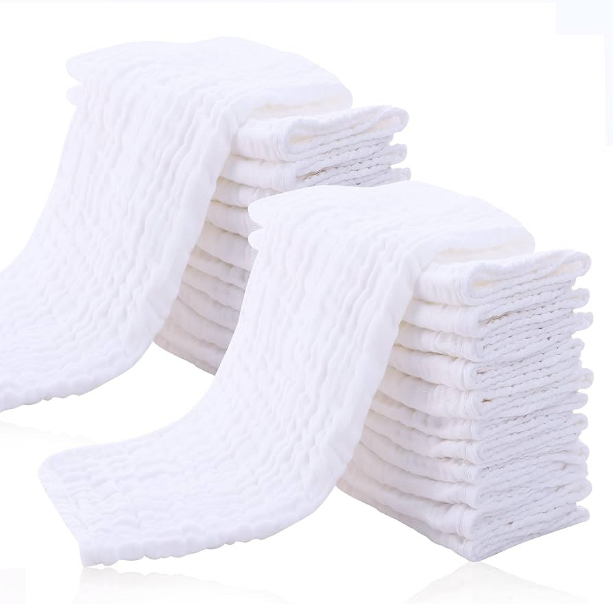 Cute Castle 24 Pack Muslin Baby Burp Cloths - Ultra-Soft 100% Cotton Baby Washcloths - Large 20''... | Amazon (US)
