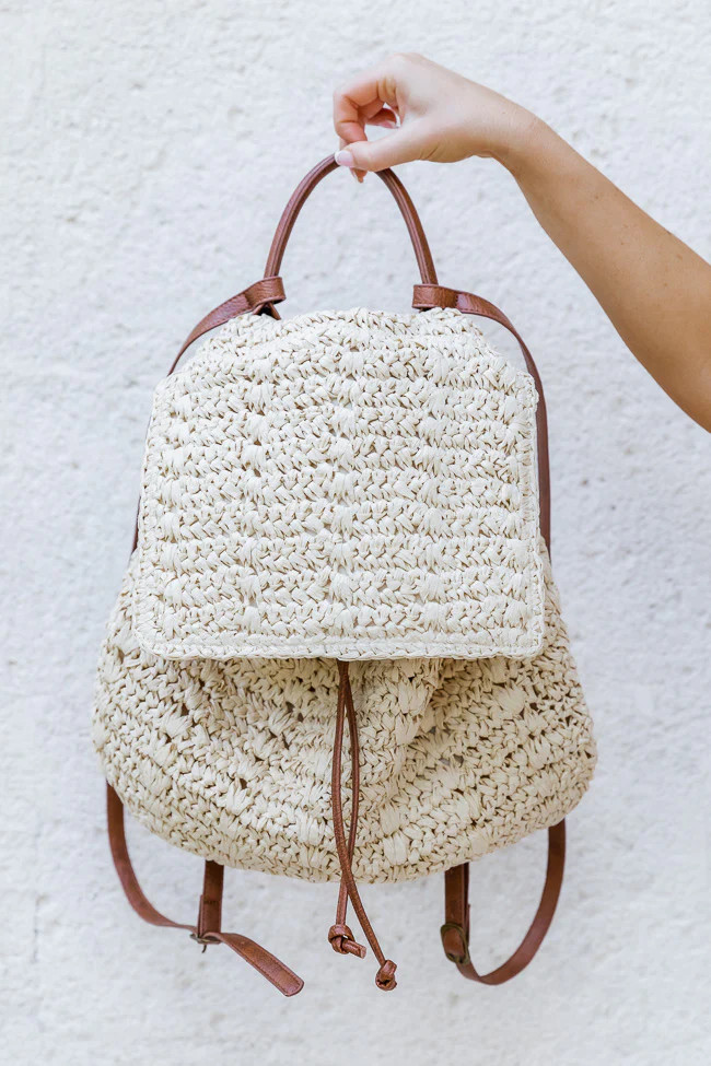 Just The Necessities Raffia Backpack | Pink Lily