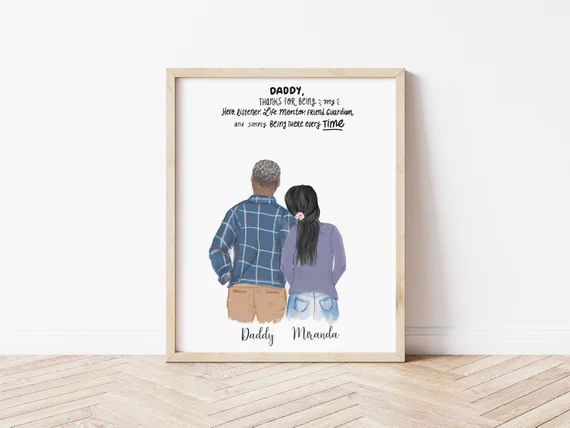 Personalized Wall Art Dad and Daughter with frame | Dad gift from daughter, Birthday gift idea, F... | Etsy (US)