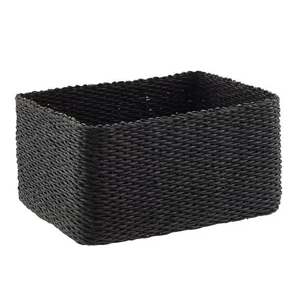 Woven Paper Bin Black | The Container Store