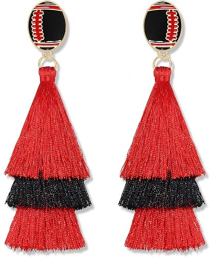 Tiered Tassel Drop Earrings Druzy Round Top Earring Studs for Women | Amazon (US)