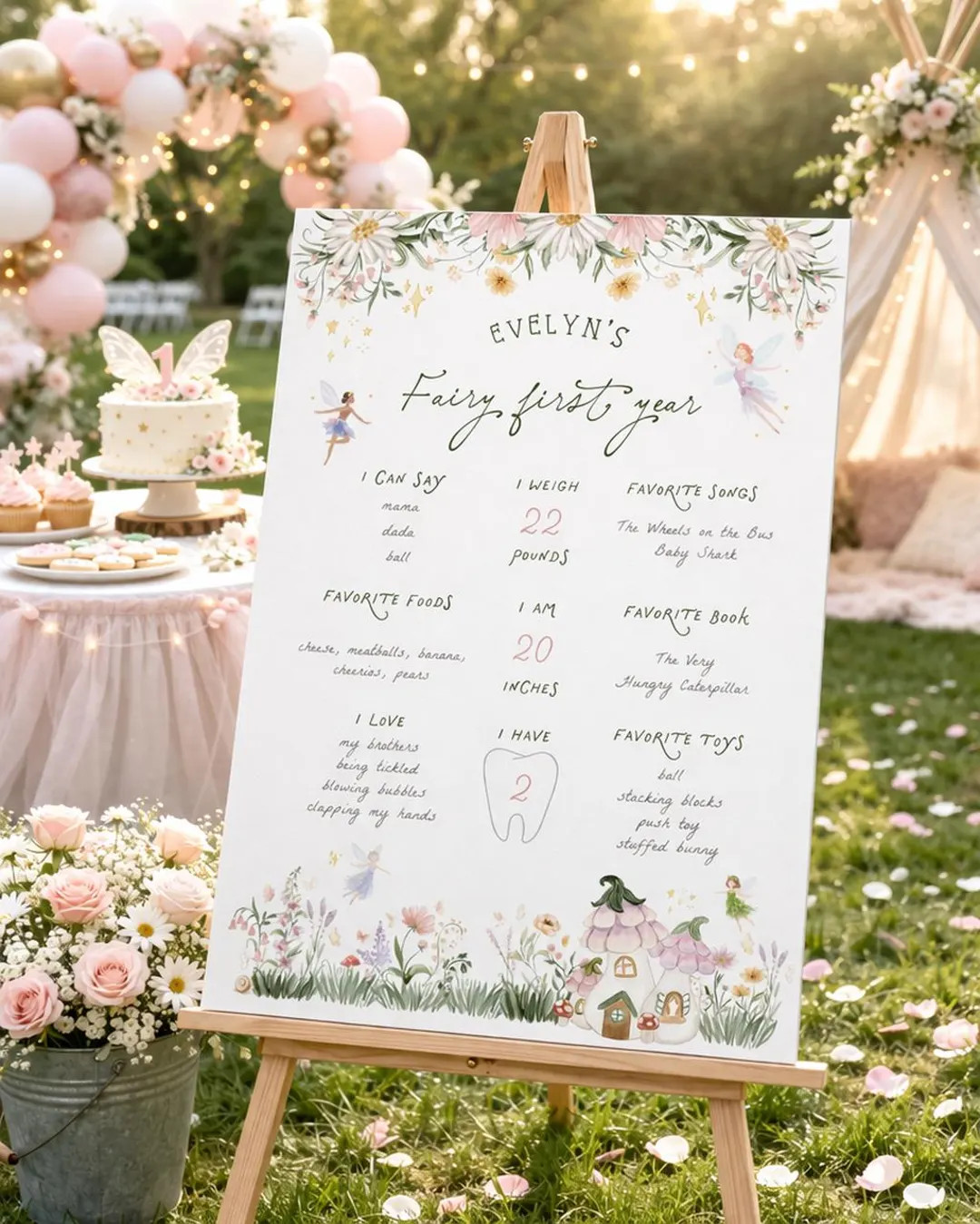 Fairy First Birthday Milestone Poster | One Year Old Printable Template | Girl Birthday Sign | Ed... | Etsy (US)