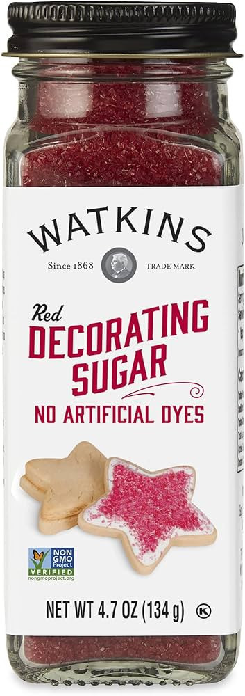 Watkins Red Decorating Sugar, Non-GMO, Kosher, 4.7 Ounce Jar, 1-Pack | Amazon (US)