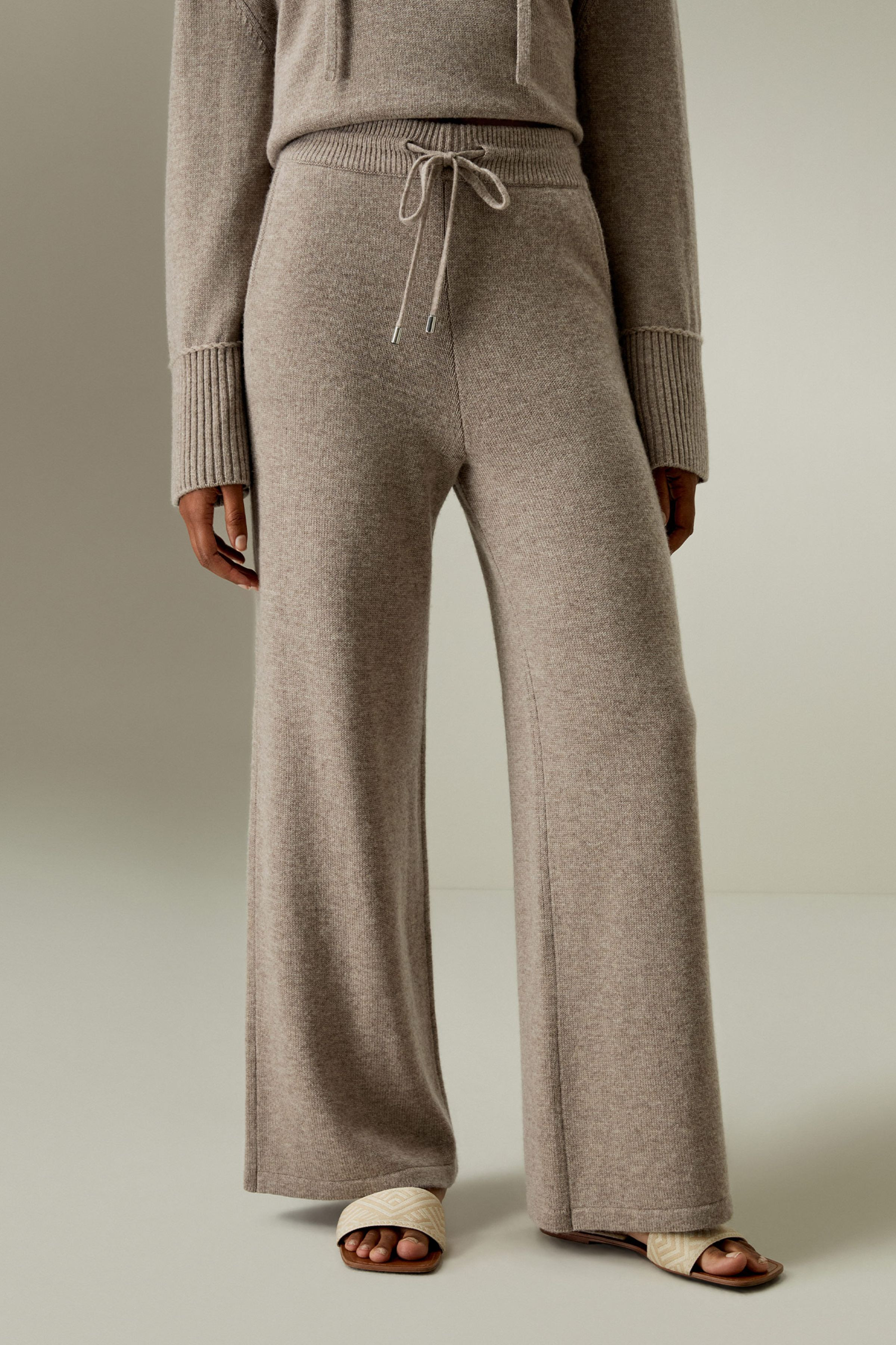 Merino Wool Jersey Wide-Leg Pants | LilySilk