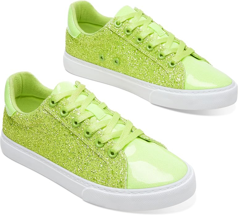 AISFAES Glitter Sparkly Low Top Sequins Lace Up Tennis Shoes Comfort Bling Fashion Shiny Walking ... | Amazon (US)