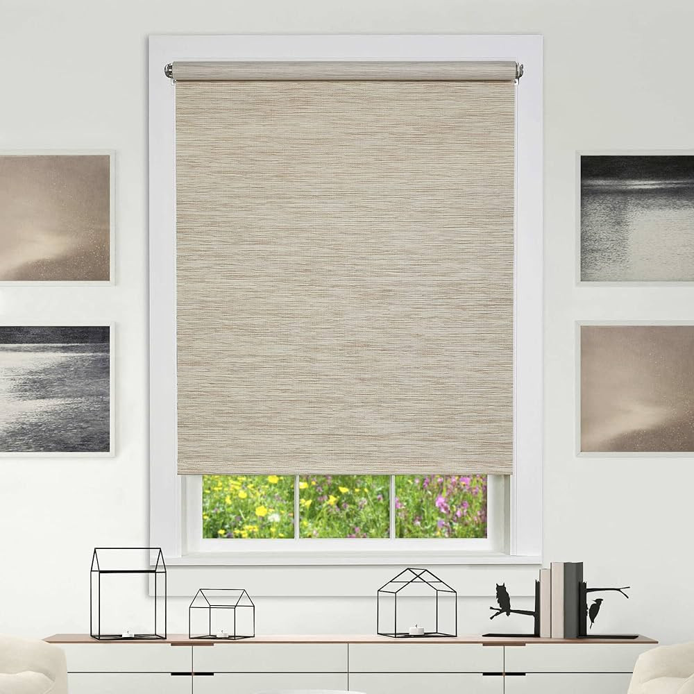 Amazon.com: Cordless Privacy Jute Window Roller Shade - 31 Inch Width, 72 Inch Length - Natural -... | Amazon (US)