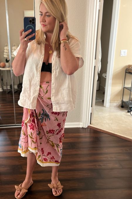 My shoes are from last year and sold out, but I do have some similar options linked, including Target’s version of the sandal this year with a terry-cloth bow. Top is Tommy Bahama, bikini is Vetchy (can’t link) and pareo is Sunshine Tienda.

#LTKstyletip #LTKshoecrush #LTKswim