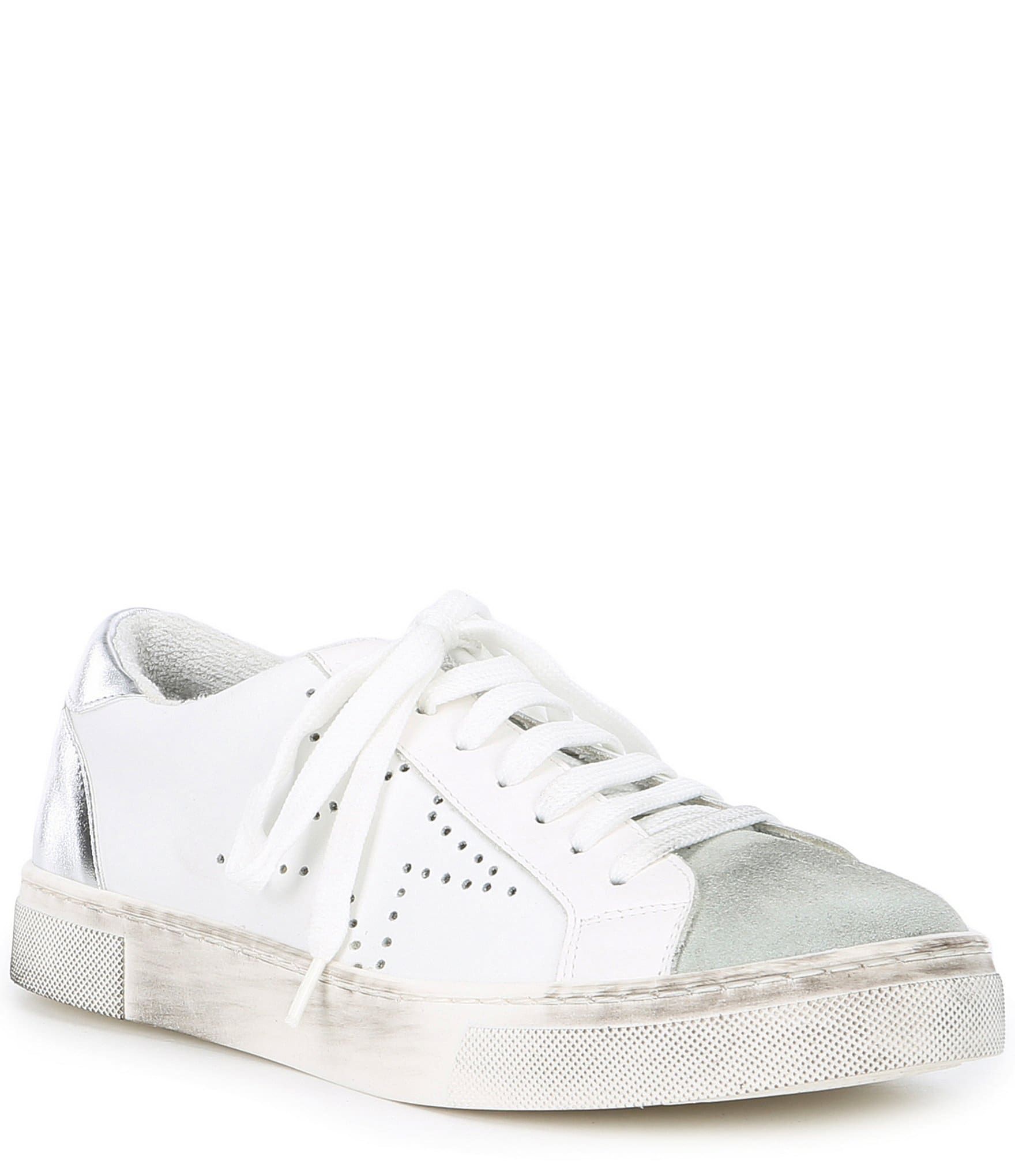 Steven by Steve Madden Rezza Leather and Suede Star Lace Up Sneakers | Dillards