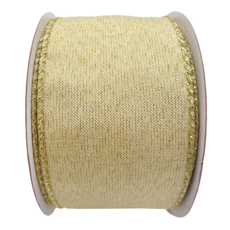 Classic Christmas 2.5" Gold Metallic Ribbon, 10yd | At Home
