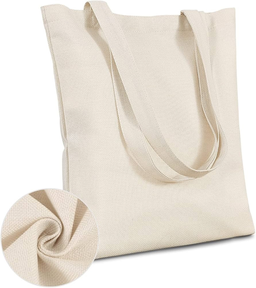 Joywell Cream Tote Bag Reusable Grocery 1 Pcs Shopping Bag Super Durable Linen Cloth Large Tote B... | Amazon (US)