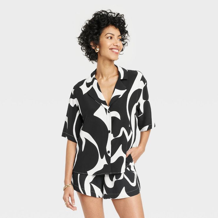 Women's Short Sleeve Button-Down Camp Shirt - A New Day™ | Target