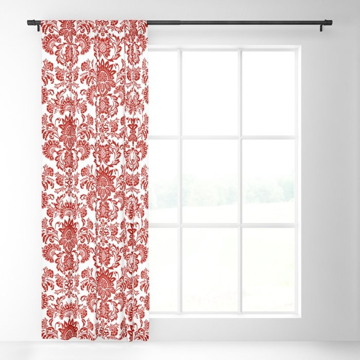 Damask in red Blackout Curtain | Society6