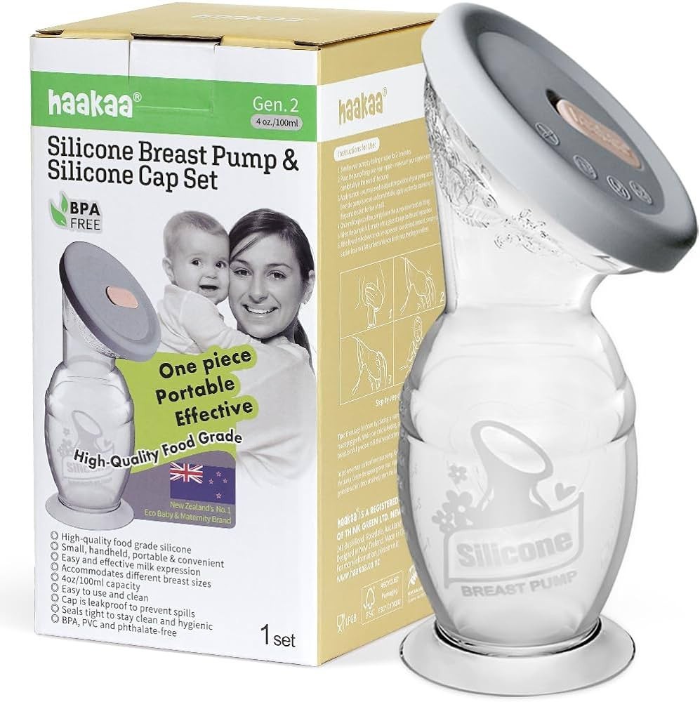 Haakaa Manual Breast Pump with Base 4 Fl Oz/100ml+Lid | Amazon (US)