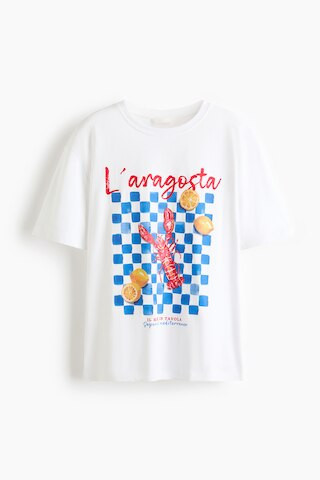 H & M - Oversized Printed T-Shirt - White/L'aragosta | H&M (US + CA)