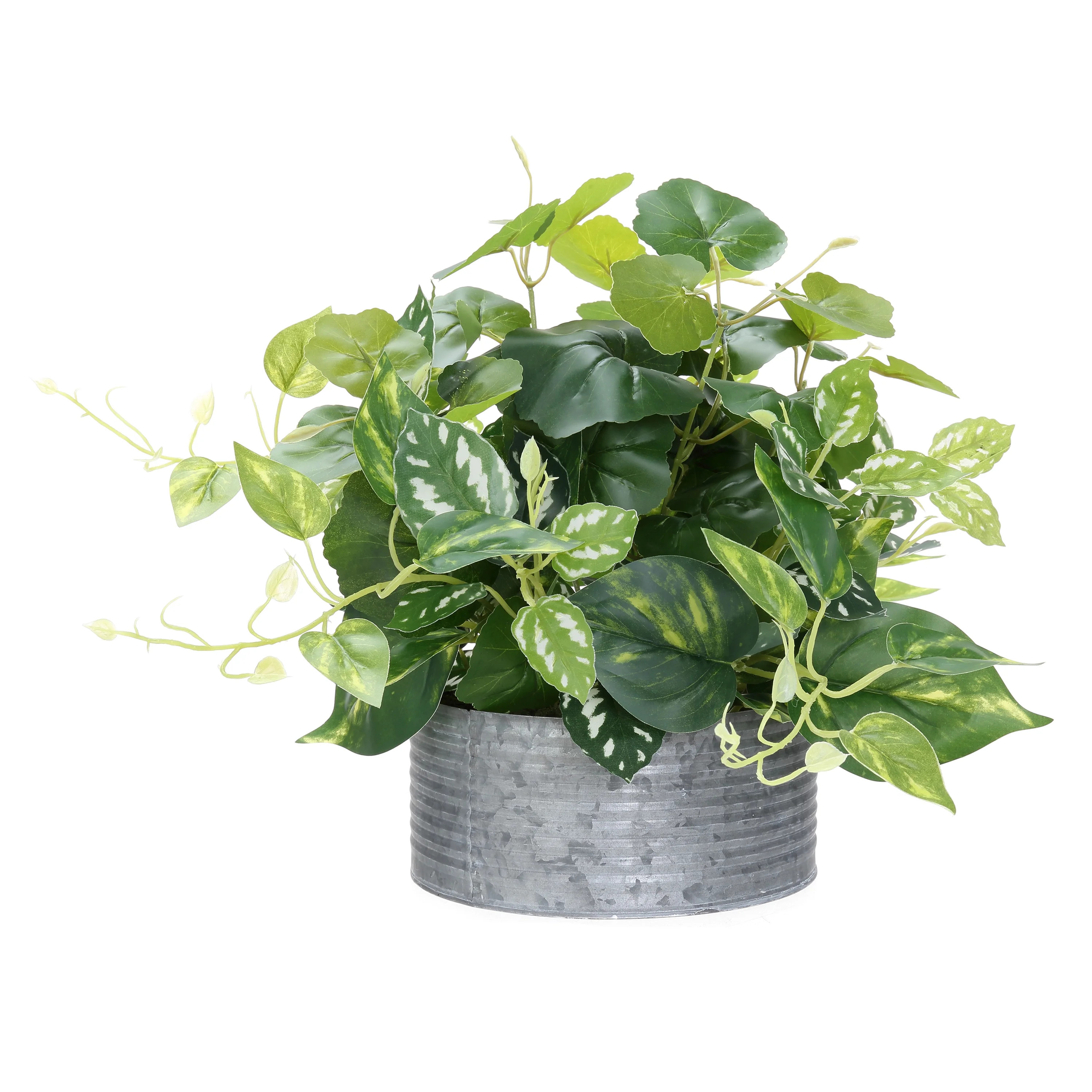 Mainstays 12" Green Artificial Ivy Plant in Silver Galvanized Container - Walmart.com | Walmart (US)