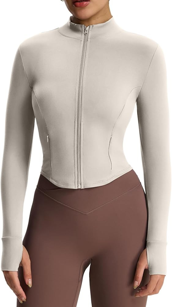 Aoxjox Women's Geo Full Zip Velura Jacket Workout Buttery Soft PlushFlex™ Long Sleeve Thumbhole... | Amazon (US)
