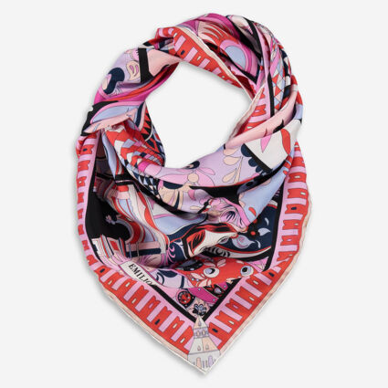 Pink & Purple Silk Patterned Scarf | TK Maxx