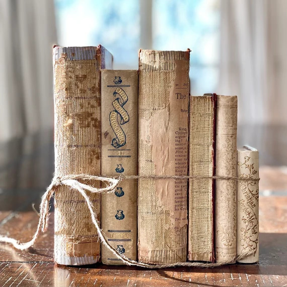 Farmhouse Antique Unique Rare Collection Neutral Books | Etsy | Etsy (US)