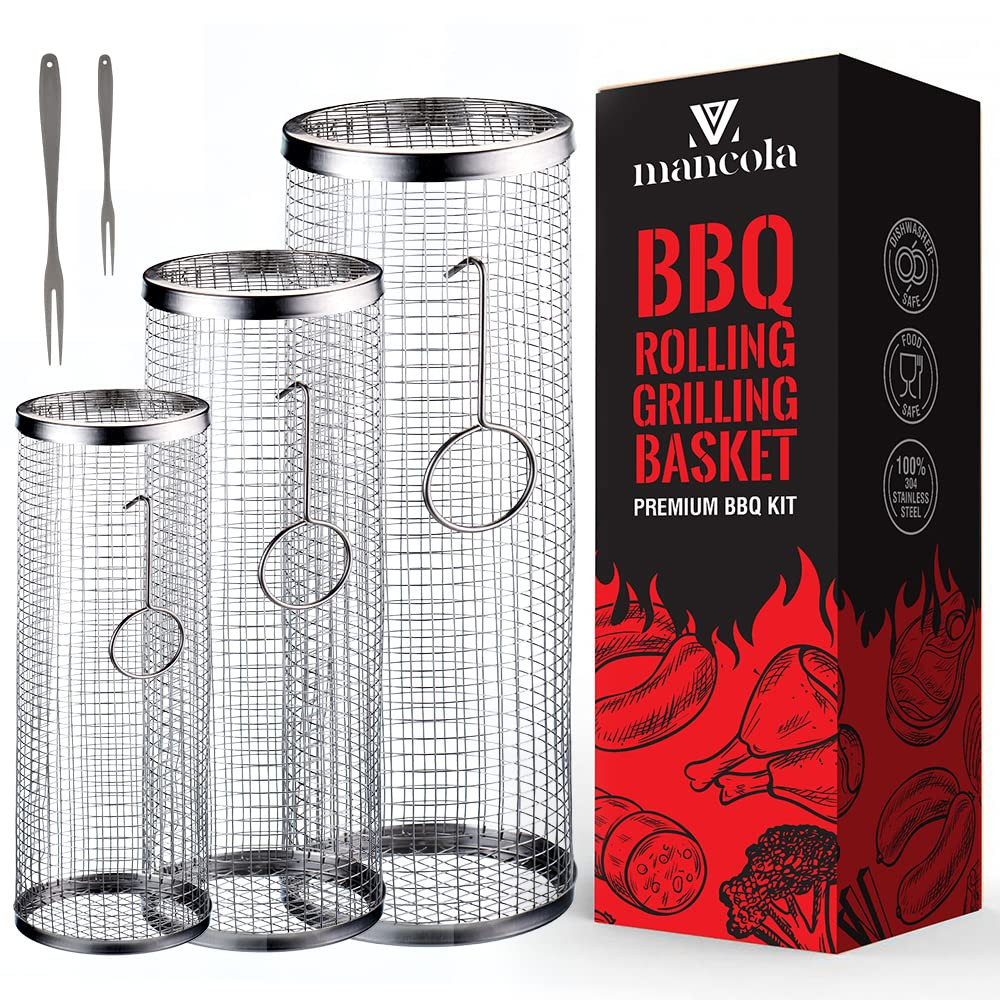 mancola BBQ Net Tube-Rolling Grilling Basket,Rolling Grilling Baskets for Outdoor Grilling,Round ... | Amazon (US)