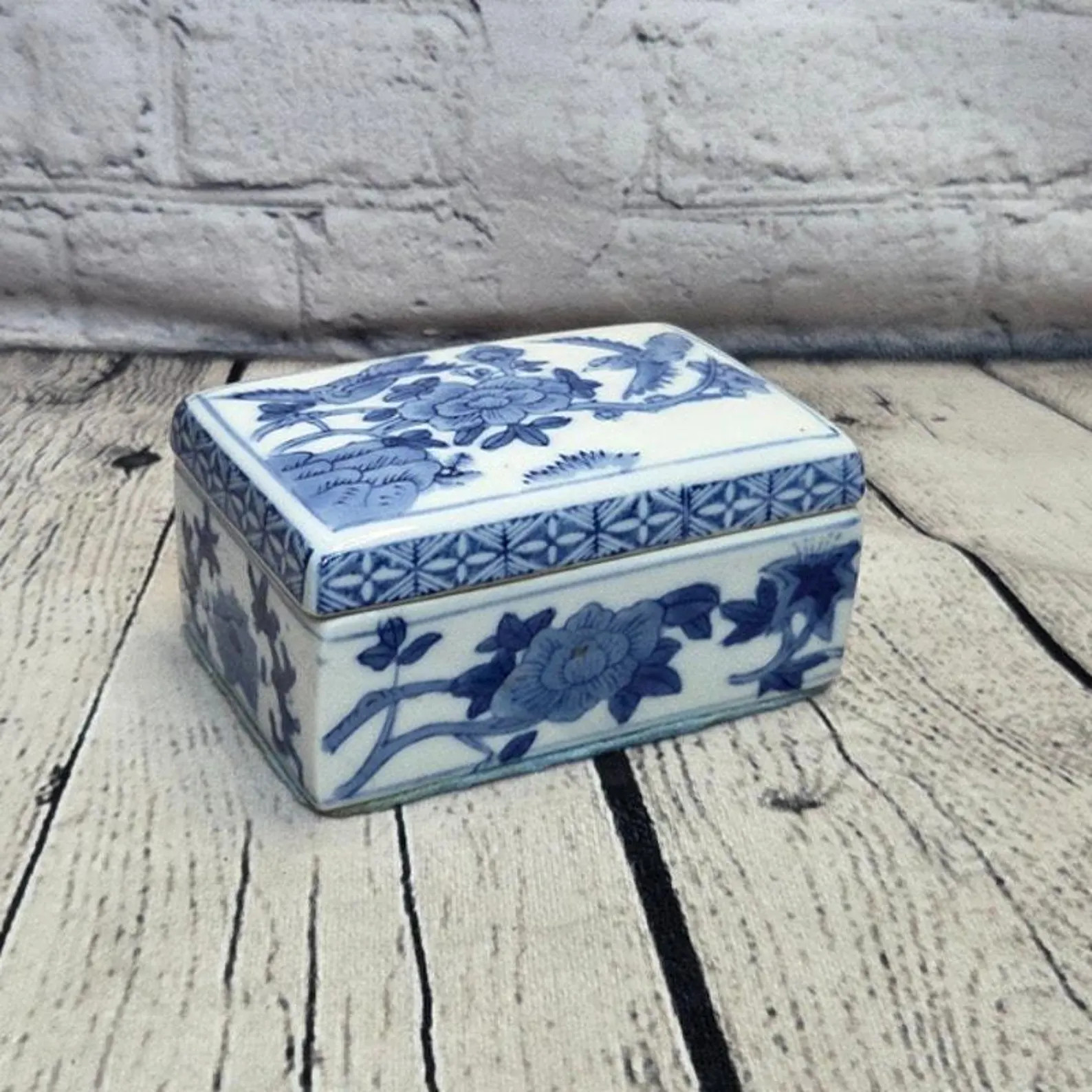 Vintage Chinese Blue and White Porcelain Box Luck Longevity Character - Etsy | Etsy (US)
