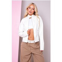 White Faux Leather Biker | PrettyLittleThing CAN