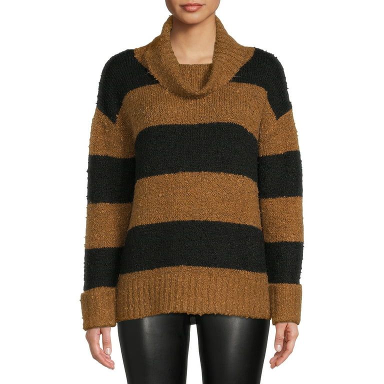 Time and Tru Women's Plush Cowl Neck Pullover Sweater | Walmart (US)